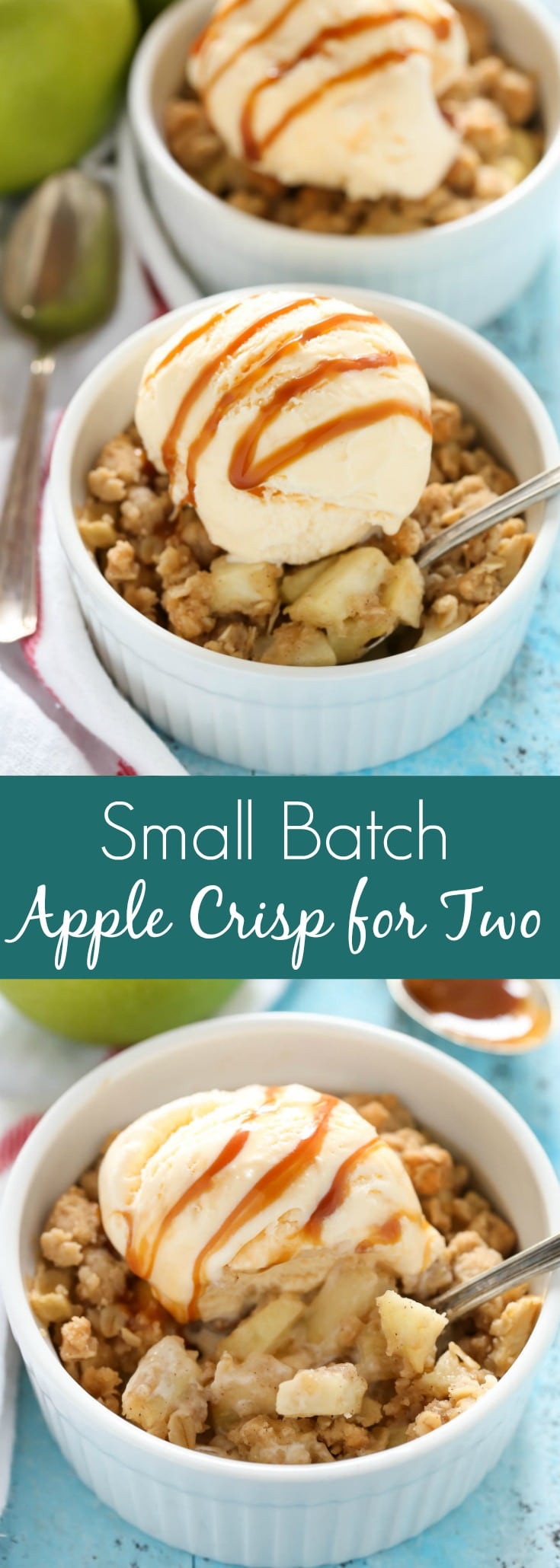 This Apple Crisp for Two is easy to make and a perfect small batch dessert for fall!