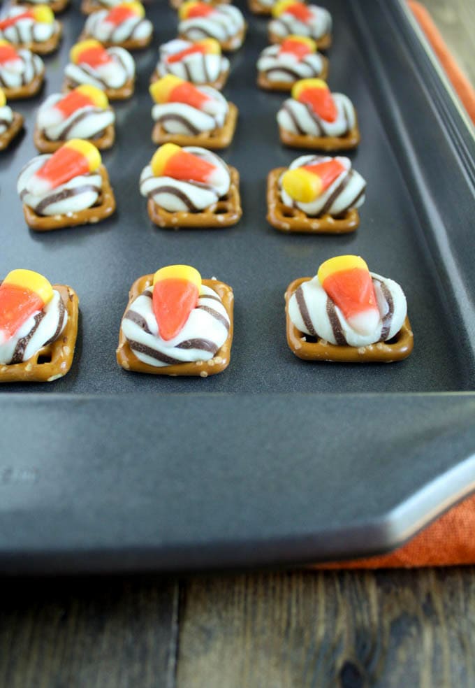 Candy Corn Pretzel Bites