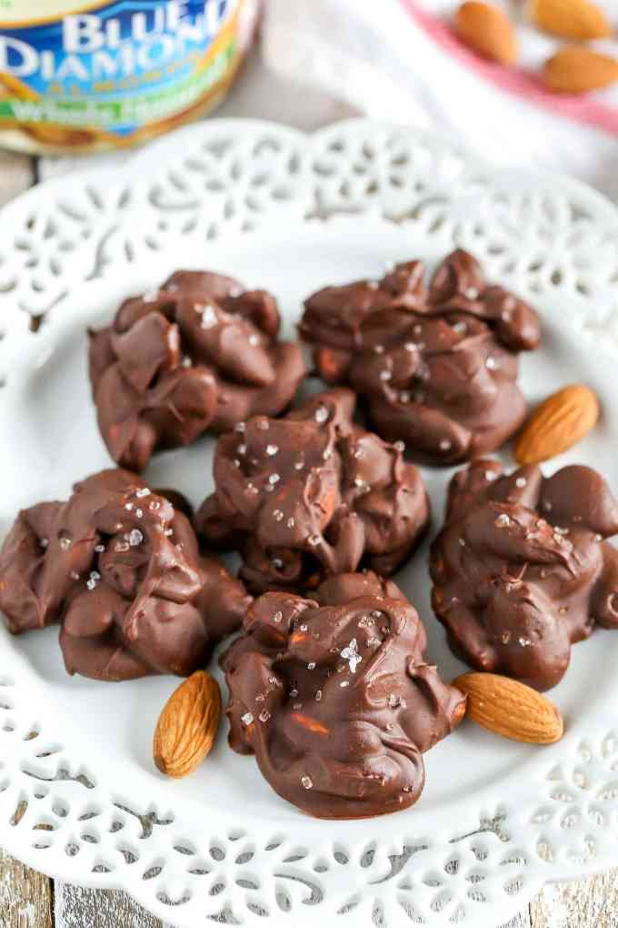 These Chocolate Espresso Almond Clusters are filled with semi-sweet chocolate, espresso powder, and crunchy almonds. These clusters are perfect for an easy dessert or snack!