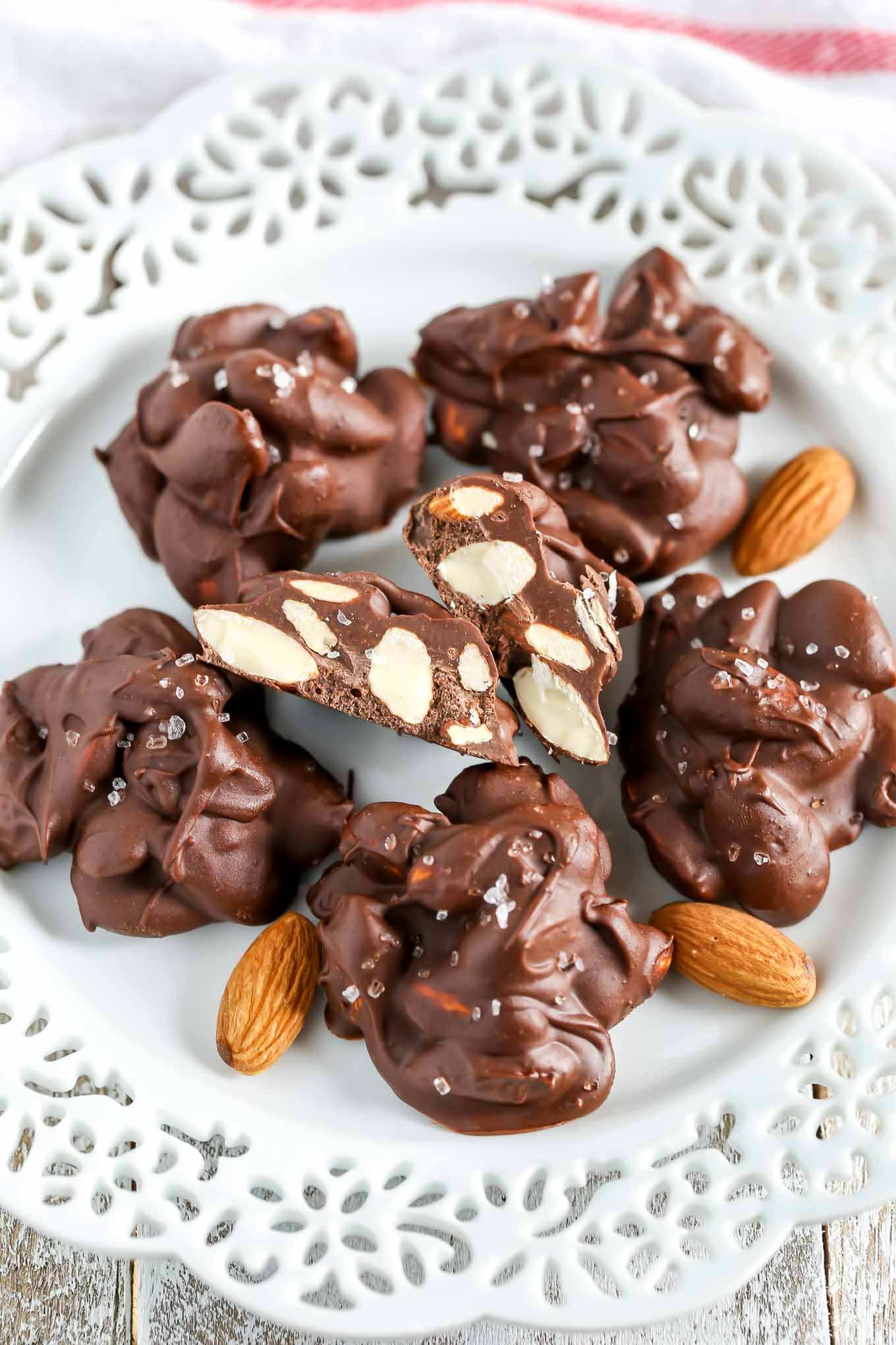 These Chocolate Espresso Almond Clusters are filled with semi-sweet chocolate, espresso powder, and crunchy almonds. These clusters are perfect for an easy dessert or snack!