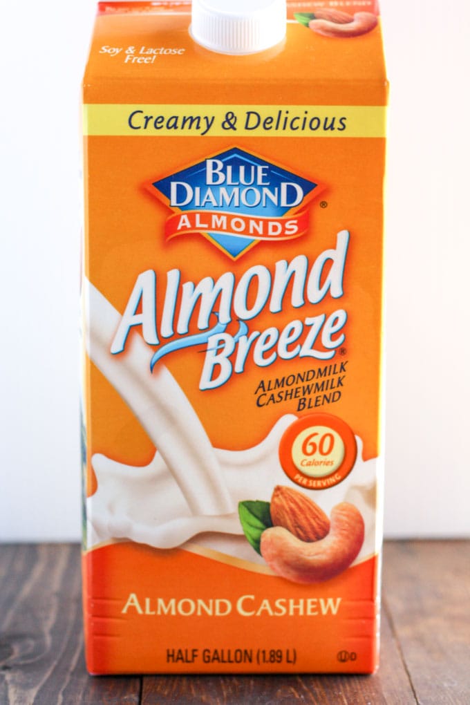 A carton of Blue Diamond Almond Breeze Almondmilk & Cashewmilk Blend. 