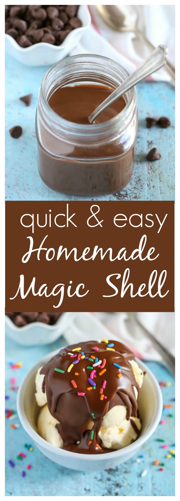 An easy recipe for Homemade Magic Shell with just two ingredients. The perfect topping for almost any ice cream!