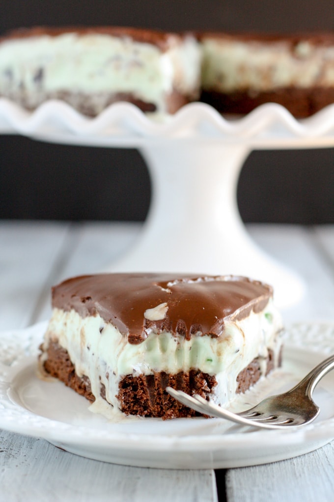 Mint Chocolate Ice Cream Brownie Pie