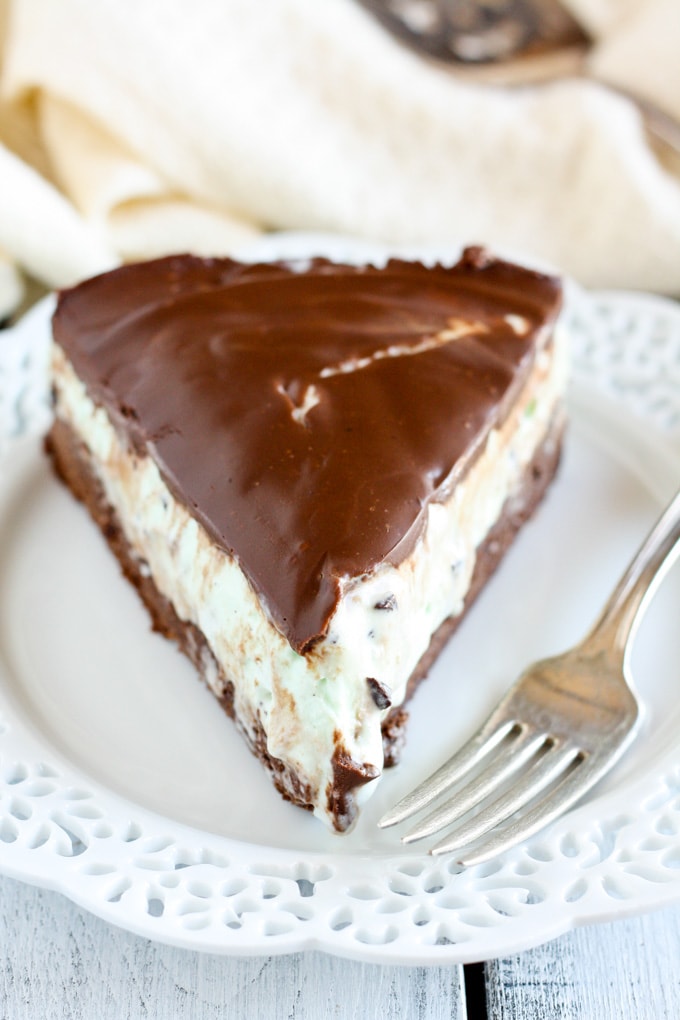 Mint Chocolate Ice Cream Brownie Pie