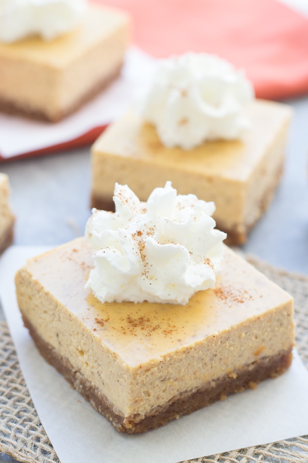 Pumpkin Greek Yogurt Cheesecake Bars