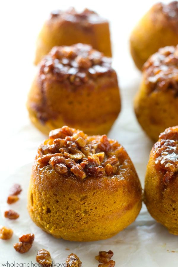 Sticky Pecan Upside-Down Pumpkin Muffins