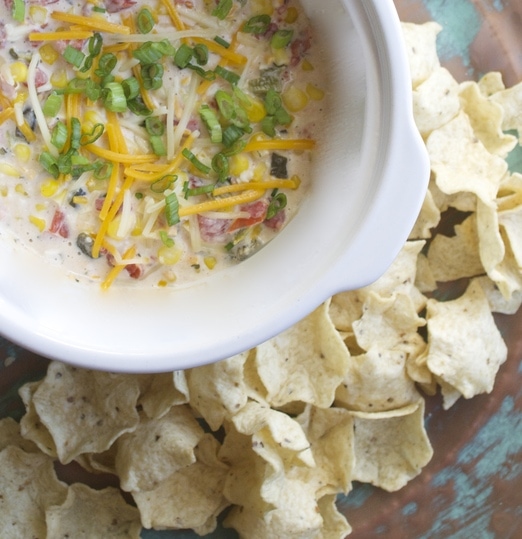 Slow Cooker Sweet Corn Roasted Poblano Dip