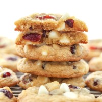 These White Chocolate Cranberry Cookies are incredibly thick, soft, chewy, and full of white chocolate chips and dried cranberries. Perfect for your holiday cookie tray!